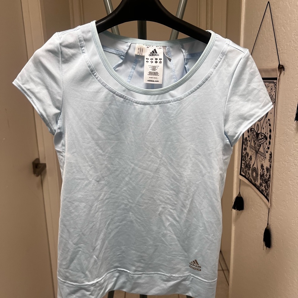 adidas Pale Blue Short Sleeve Performance Tee - Picture 2 of 6